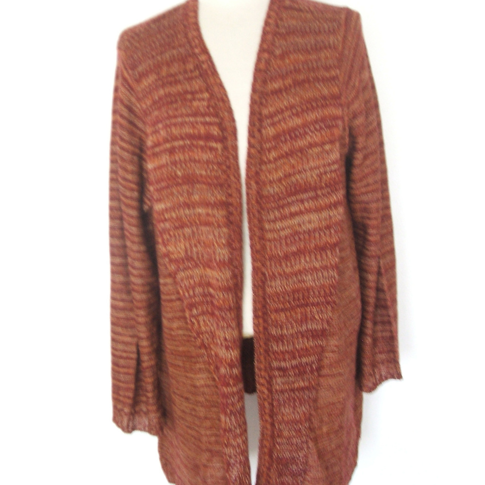 AVENUE Rust Red Yellow Cardigan Sweater 26/28